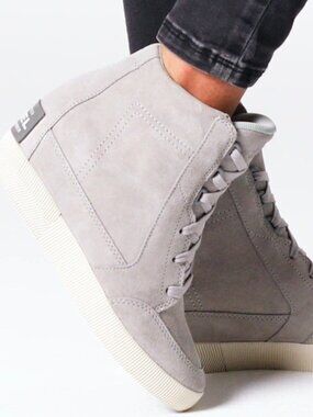 Sorel Out N About Wedge II Boots Suede Lace Up Booties Dove Quarry Size 8.5 NEW